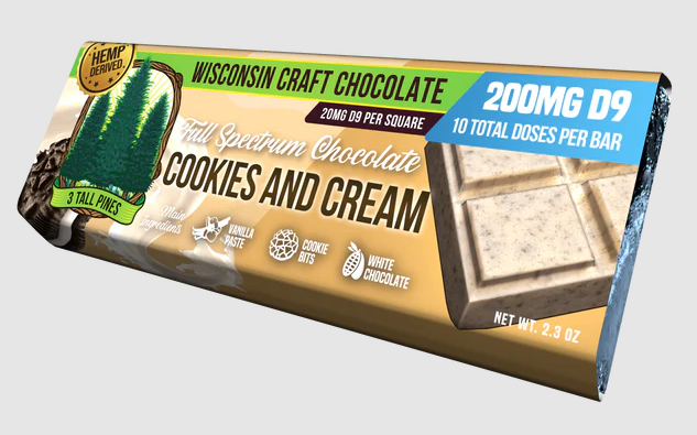 Cookies & Cream 200 mg Gourmet Chocolate Bar by 3 Tall Pines