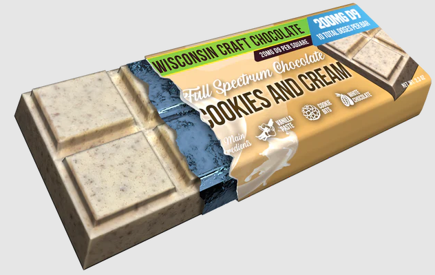 Cookies & Cream 200 mg Gourmet Chocolate Bar by 3 Tall Pines
